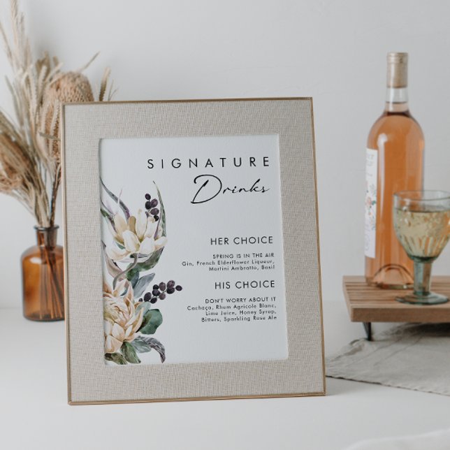 Vita blomsterdoftande signaturdrycker skylt (Skapare uppladdad)