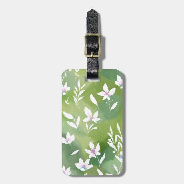 Vita blomsterfält | Elegant vårblomma  Bagagebricka (Vertikal Framsida)