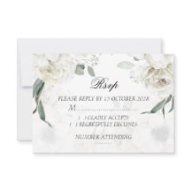 Vita blomstergröna botaniska bröllop RSVP-kort