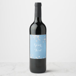 Vita blomsterkvist vinter blå anpassade vinetikett vinflaska etikett