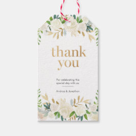 Vita blomstermärkning för tack till gästerna presentetikett