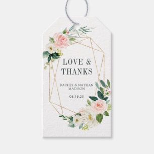  Vita Bloom Guld Ram Bröllop Tack Presentetikett