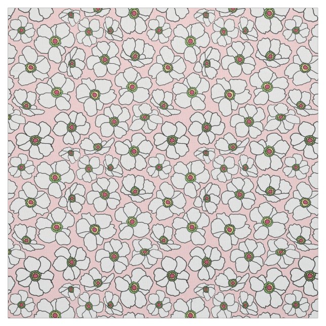 Vita Boho Blommor På Rosa Tyg (Provkarta)