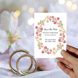 Vita Boho Watercolor Flowers Spara datum Inbjudningar
