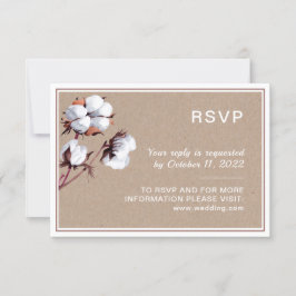 Vita bomullsblommor. Rustic Botanical bröllop OSA Kort