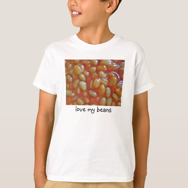 Vita bönor i tomatsås älskar min ungar för tee shirt (Framsida)