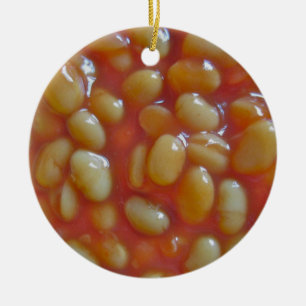 Vita bönor i tomatsåsprydnad julgransprydnad keramik