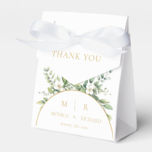 Vita botaniska monogram bröllopspresentförpackning presentaskar