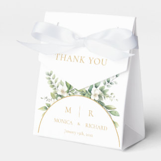 Vita botaniska monogram bröllopspresentförpackning presentaskar