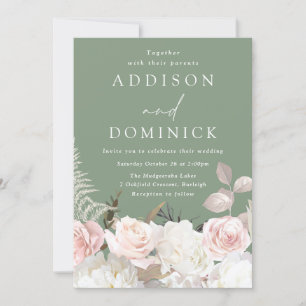  Vita Botaniska Ro Sage Grönt Bröllop Inbjudningar