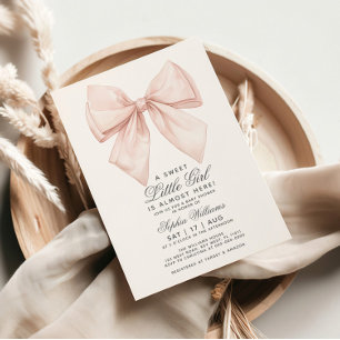 Vita Bow Little Girl Baby Shower-inbjudan Inbjudningar
