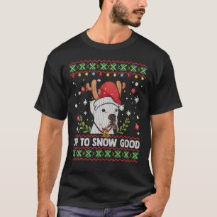 Vita Boxer Hund Reindeer Julsötare T Shirt