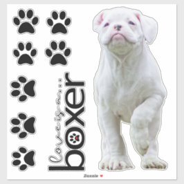 Vita boxerdockor och Hund-stickers Klistermärken