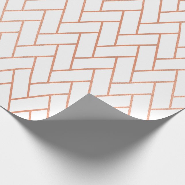  vita brickor i rosa ros Guld Zig Zag Presentpapper (Hörn)