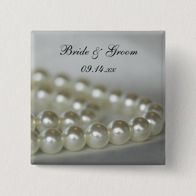 Vita Bröllop Pearls Knapp (Framsida)
