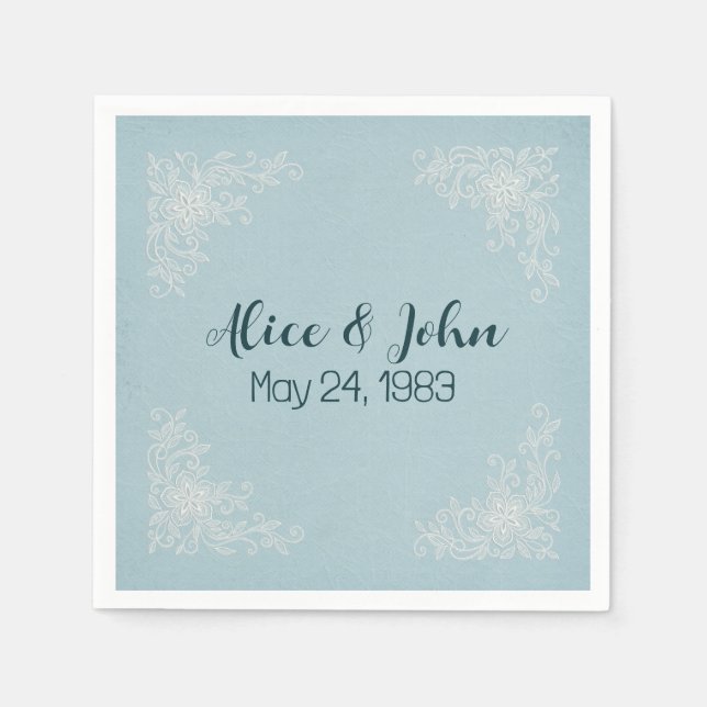 Vita Bröllop Snöre-hörnen Pappersservett (Framsidan)