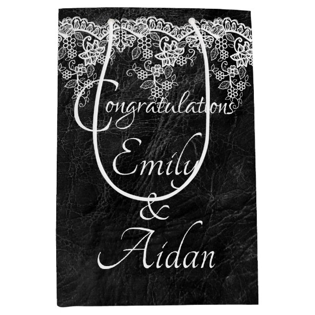 Vita Bröllop Snöre på läder (Framsidan)