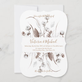 Vita Bröllopsinbjudningar för botaniska blommigtar Inbjudningar