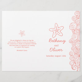 Vita bröllopsprogram från stjärnfisk och snurrar