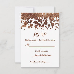 Vita & Brons Konfettiprickar Glamour Shimmer RSVP OSA Kort