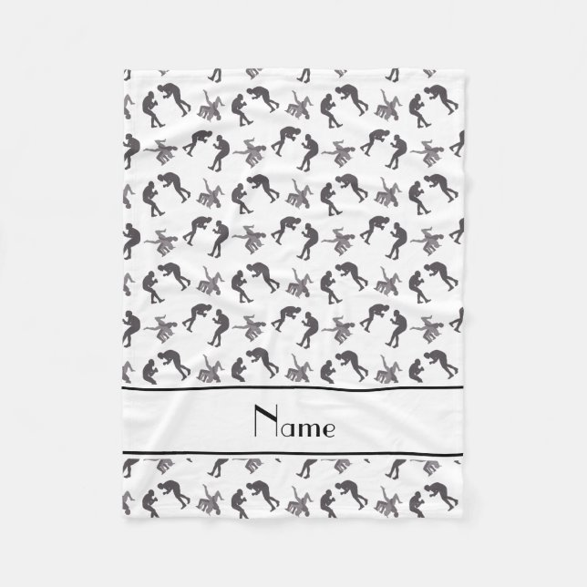 Vita brottare i personlig namn fleecefilt (Framsidan)