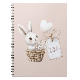 Vita Bunny Hearts i en Basket-babyskö XOXO Anteckningsbok