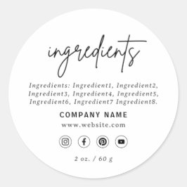 Vita Business Social Media Ingredients-etikett Runt Klistermärke