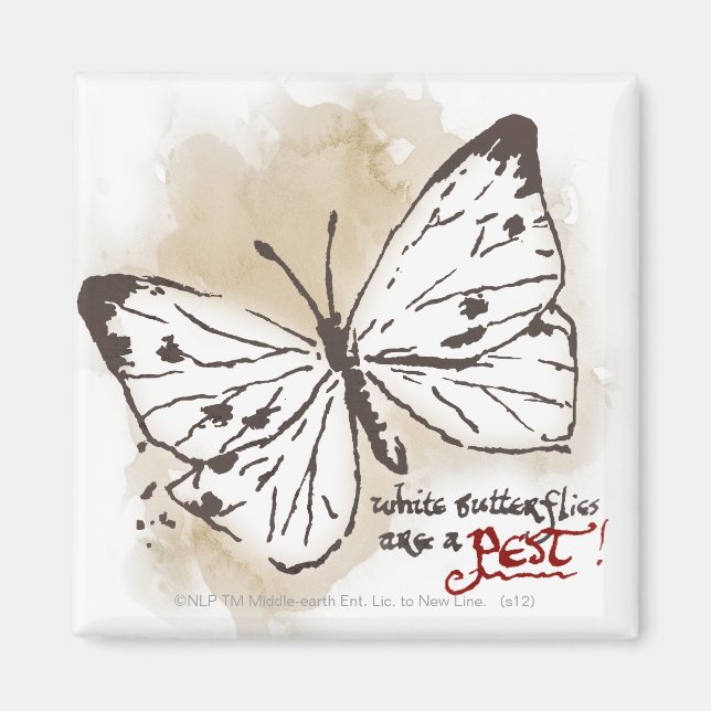 Vita Butterflies är ett plåster Magnet (Framsidan)