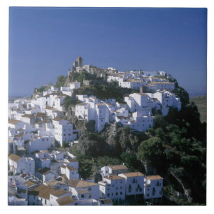 Vita byn Casares, Andalusien, Spanien Kakelplatta
