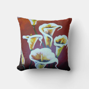 Vita Calla Lilies Konstnärliga skurna blommor på B Kudde