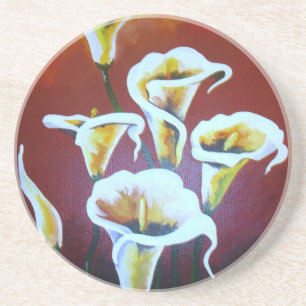 Vita Calla Lilies Konstnärliga skurna blommor på B Underlägg
