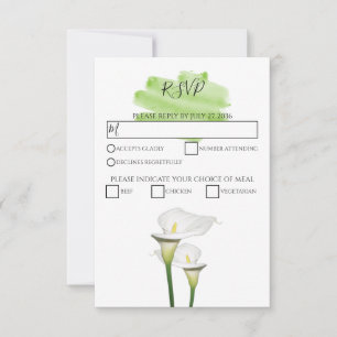 Vita Calla Lilies Watercolor Bröllops OSA-kort OSA Kort