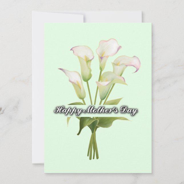 Vita Calla Lilior Mors Dag i Mint Julkort (Framsida)