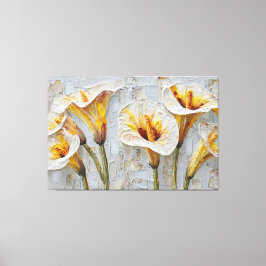 Vita Calla Lilior Texturerad Abstrakt Väggkonst Canvastryck