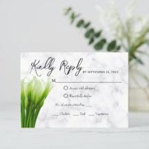 Vita Calla Lily Blommor Bröllop RSVP-kort