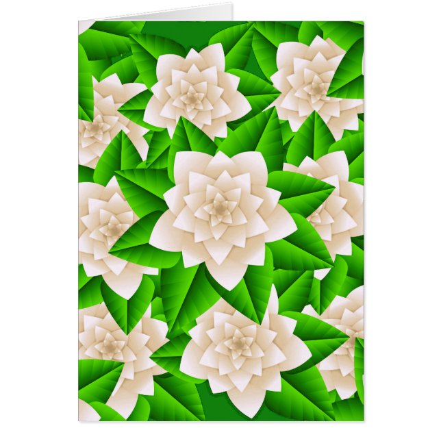 Vita Camellias och Grönt Löv OBS Kort (Framsidan)