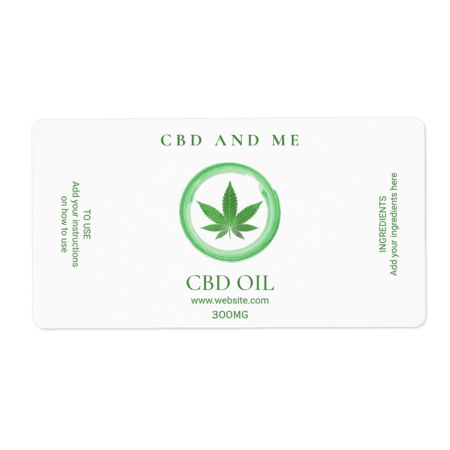 Vita CBD-oljeetiketter Fraktsedel (Framsidan)