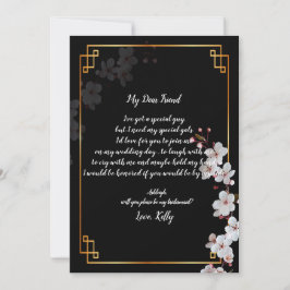 vita Cherry-Blommar &guld blir min brud Inbjudningar