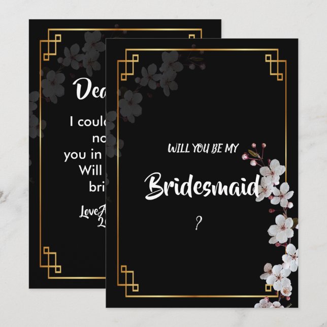 vita Cherry Blommars&golden Ram Bridesmaid Inbjudningar (Fram/baksida)