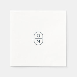 Vita | Chic typografi Minimalt Monogram Bröllop Pappersservett