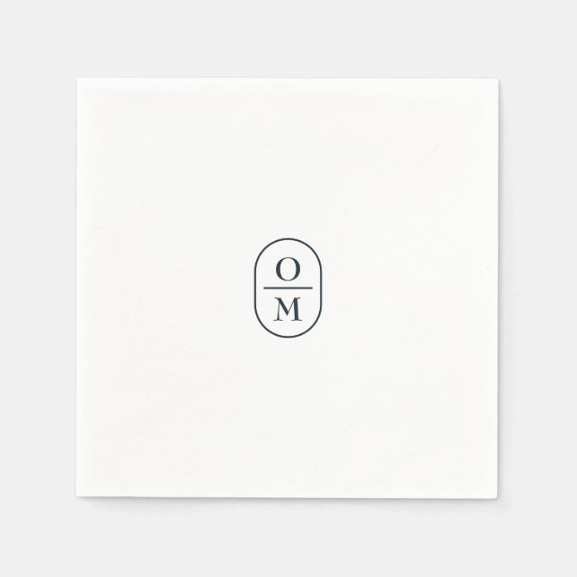 Vita | Chic typografi Minimalt Monogram Bröllop Pappersservett (Framsidan)