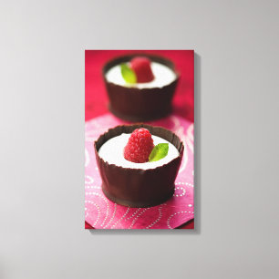 Vita chokladmousse dessert canvastryck