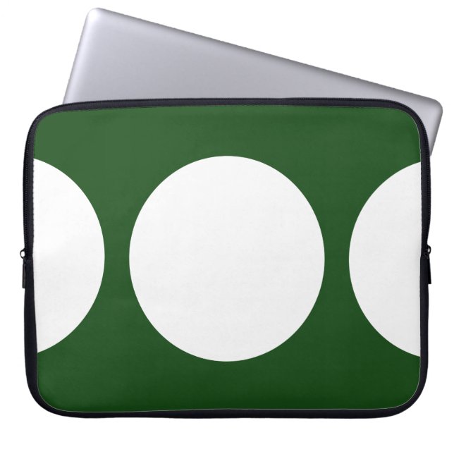 Vita cirklar på Grönt Laptop Sleeve (Framsidan)