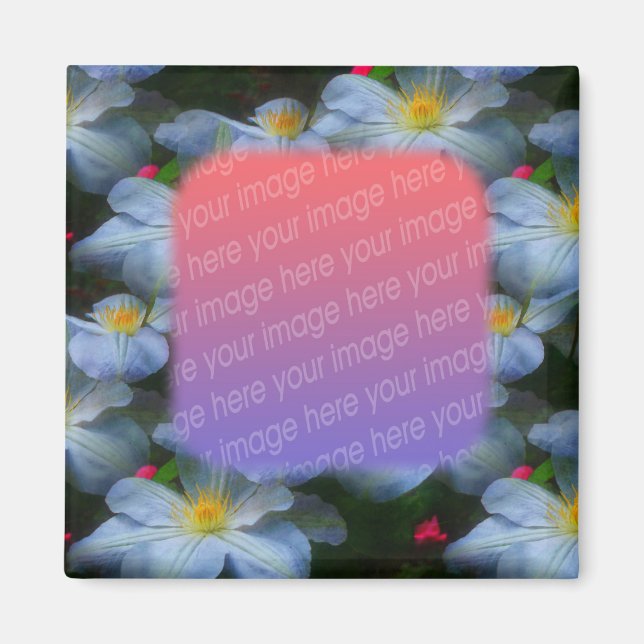 Vita Clematis sänker ditt foto Magnet (Framsidan)