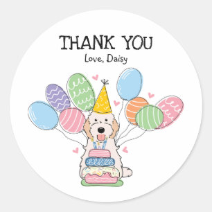 Vita Cockapoo Cavapoo Birthday Favor Tagcker Runt Klistermärke
