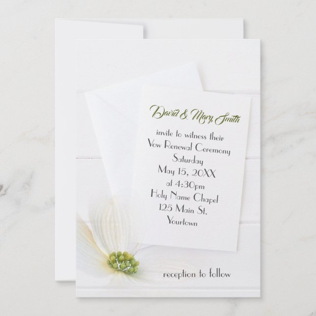 Vita Cosmos På Trä Förnyelse Av Löfte Inbjudningar (Framsida)