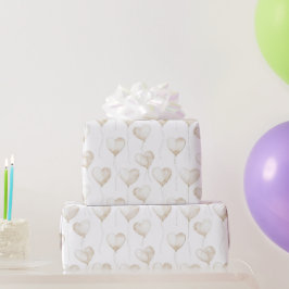 Vita Cream Heart-ballonger Födelsedag Presentpapper
