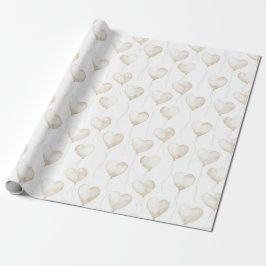 Vita Cream Heart-ballonger Födelsedag Presentpapper
