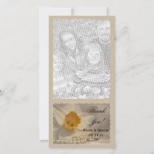 Vita Daffodil och Pearls Bröllop Tack Kort