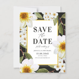 Vita Dahlias och botaniska spindlar Spara datum Magnetisk Inbjudningskort